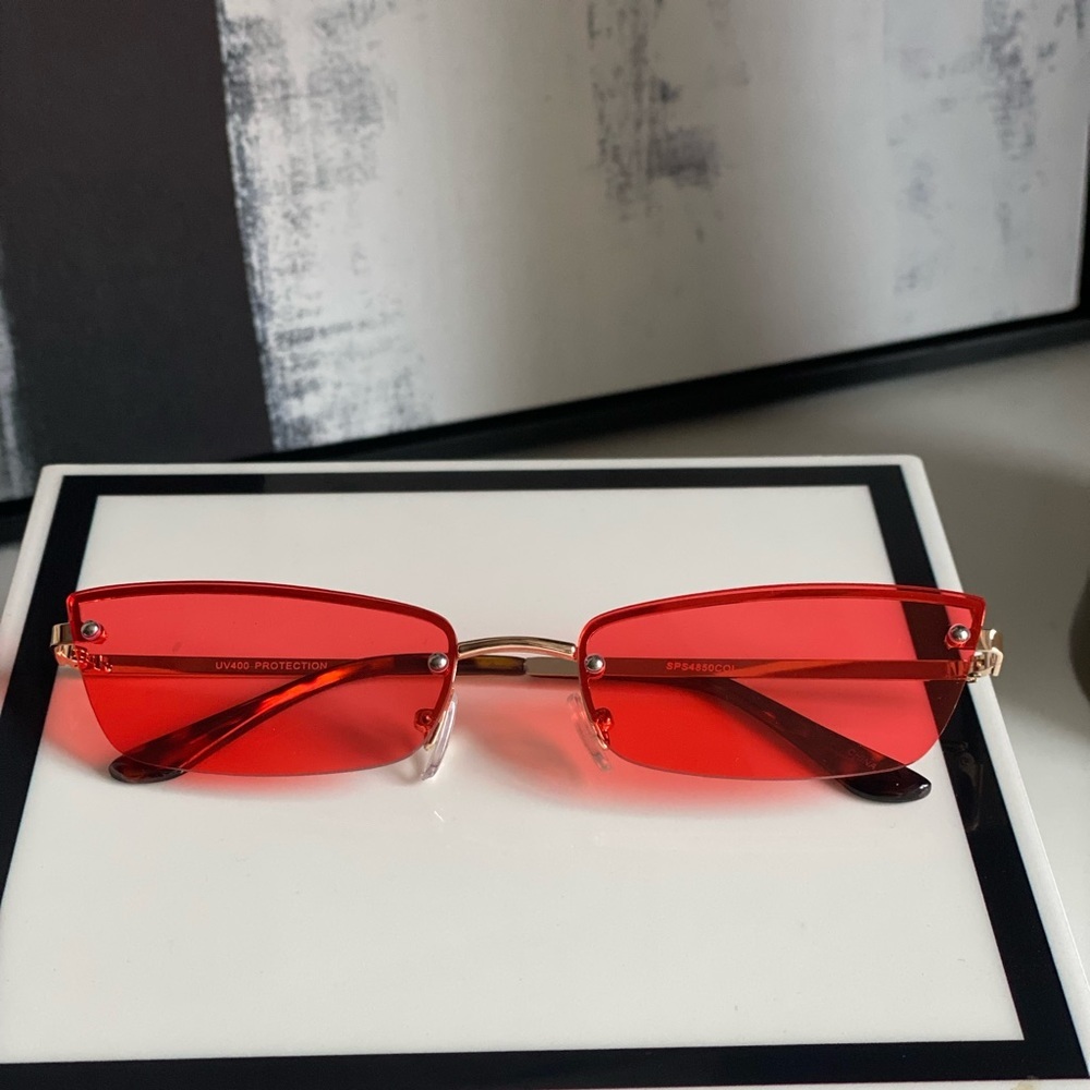 Rimless/Frameless RED 90s/2000s Tintied  Sunglasses